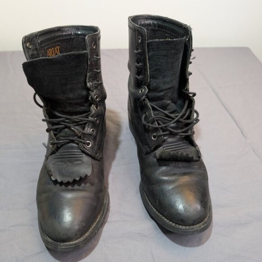 Ariat ATS Black Leather Roper Western Paddock Boots Women Size 7EE